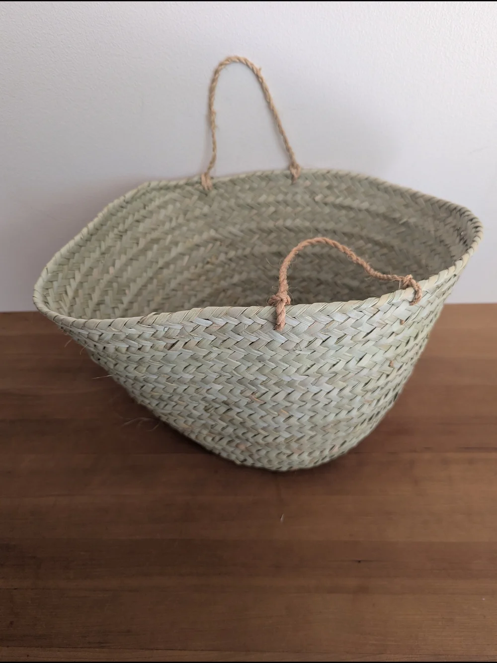 Handmade Woven Wicker Palm Seagrass Storage Basket w/ Handles